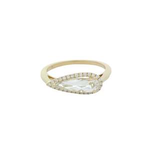 All: Pear Shape White Quartz Dress Ring