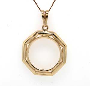 9K YG OCTAGONAL FULL SOVEREIGN PENDANT MOUNT