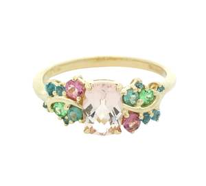 Morganite & Multicolour Floral Ring