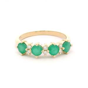 Emerald & Diamond Claw Set Band