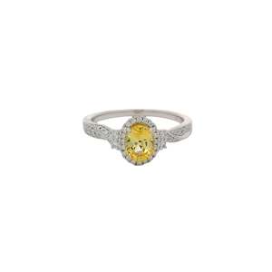 Yellow Sapphire & Diamond Halo Ring