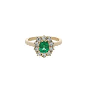 Coloured Stone Rings 1: Cushion Cut Emerald Cluster Ring