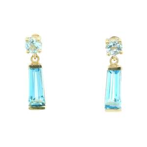 Round and Baguette Drop Earrings