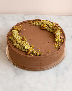 Classic Cakes: Pistachio Knafeh Milk Chocolate Cake