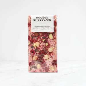 Raspberry, Hazelnut & Cacao Nib White Chocolate Bar Wholesale