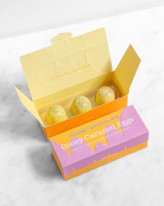 Award Winning Bonbon Boxes: Three Piece Gooey Caramel Egg Bonbons