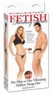 Strap Ons: FOR HIM OR HER VIBRATING HOLLOW STRAP-ON