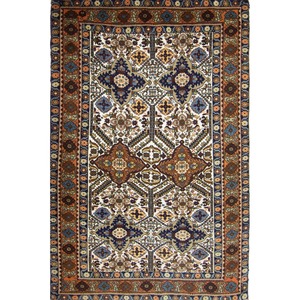 Ardabil: Fine Antique Hand-knotted Wool & Silk Persian Ardabil Rug 133cm x 197cm