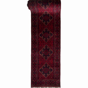 Khal Mohammadi: Fine Hand-knotted Wool Afghan Khal Mohammadi Runner 77cm x 765cm