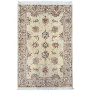 Persian: Fine Handmade Wool & Silk Tabriz 50 Raj Small Rug 100cm x 153cm