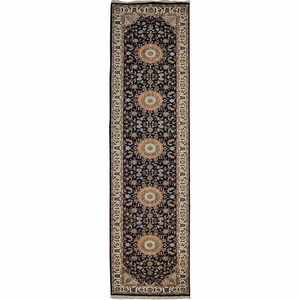 Persian: Fine Hand-knotted Wool & Silk Hallway Runner 80cm x 365cm