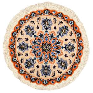 Hand-Knotted Wool Small Nain Persian Round Rug 45cm x 45cm