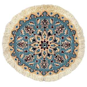 Hand-Knotted Wool Small Nain Persian Round Rug 45cm x 45cm