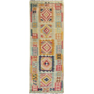 Hand-woven Wool Chobi Kilim Runner 81cm x 298cm