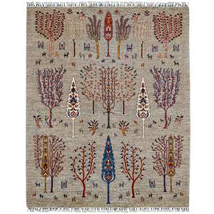 Choubi Rugs: Handmade Wool Gray Rug 186cm x 235cm