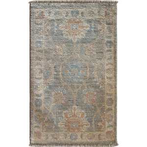 Choubi Rugs: Hand-knotted Muted Blue Rug Small 60cm x 88cm