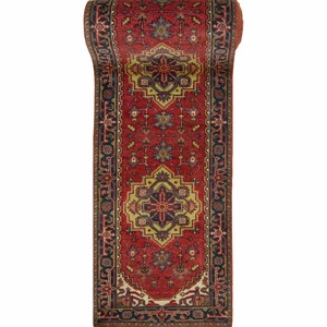 Heriz: Hand-knotted Wool Persian Heriz Design Runner 78cm x 600cm