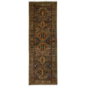 Fine Hand-knotted Wool Tribal Geometric Runner 81cm x 250cm