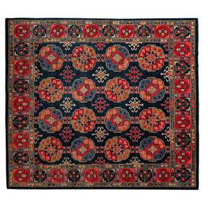 Turkmen Rugs: Hand-knotted Wool Turkmen Large Square Rug 275cm x 275cm