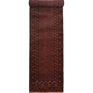 Turkmen Rugs: Fine Hand-knotted Vintage Wool Turkmen Red Hallway Runner 79cm x 375cm