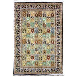 Silk: Handmade Traditional Garden of Persian Design Silk Rug 184cm x 284cm