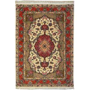 Fine Hand-knotted Cork & Silk Tabriz Small Rug 103cm x 149cm