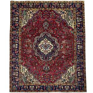 Hand-knotted Wool Tabriz Vintage Persian Rug 208cm x 281cm
