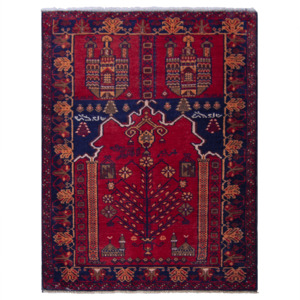 Find Hand-Knotted Wool Baluchi Small Rug 95cm x 154cm