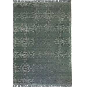Damask Rugs: Modern Wool Green Rug 159cm x 217cm