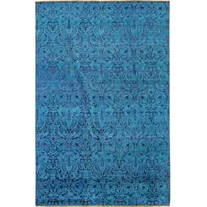 Contemporary Hand-knotted NZ Wool and Bamboo Silk Damask Rug 197cm x 299cm