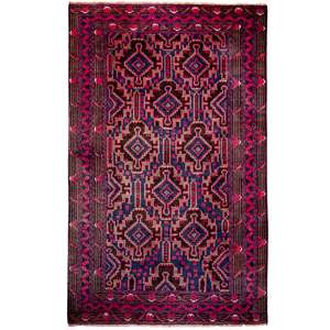 Fine Hand-knotted 100% Wool Baluchi Rug 188cm x 297cm