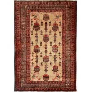 Baluchi Rugs: Fine Hand-knotted Wool Tribal Vintage Baluchi Rug 150cm x 230cm