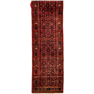 Vintage: Hand-knotted Wool Vintage Hosseinabad Persian Runner 92cm x 505cm