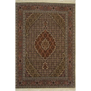 Fine Hand-knotted Wool and Silk Persian Tabriz - Mahi Small Rug 104cm x 150cm