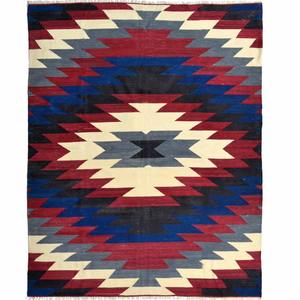 Modern Persian: Modern Hand-woven 100% Wool Afghan Chobi Kilim Rug 183cm x 234cm