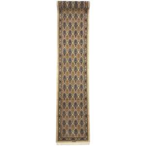 Wool Silk Rugs: Super Fine Hand-knotted Persian Wool & Silk Qum Signed Runner 90cm x 510cm