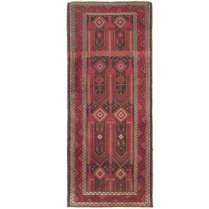 Wool Rugs: Fine Hand-knotted Persian Wool Baluchi Rug 121cm x 276cm