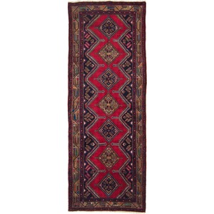 Persian: Hand-knotted Wool Hamadan Vintage Persian Runner 100cm x 258cm