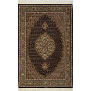 Tabriz: Persian Fine Hand-knotted Wool and Silk Tabriz-Mahi Rug 100 cm x 154 cm