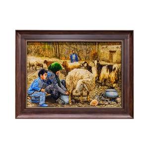 Fine Hand-Knotted Pictorial Village Scene Rug 63cm x 89cm