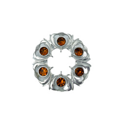 Jewellery: Cairngorm Dancers Thistle Wreath Brooch