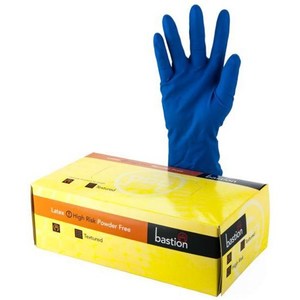 Bastion Hi-Risk Powder Free Latex Gloves Large Blue 50