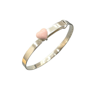 Sterling Silver Baby Expander Pink Heart Bangle