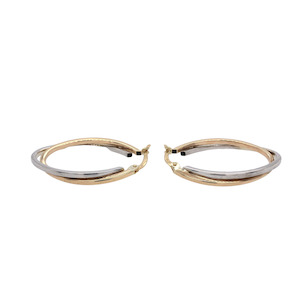 9ct White and Yellow Gold Oval Hoops