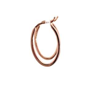 Earrings: 9ct Rose Gold Flat Tube Hoops