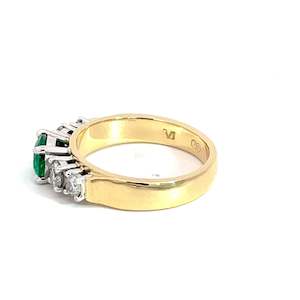 Rings: 18ct Yellow and White Gold Emerald and Diamond Ring