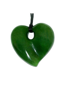 Necklace: Greenstone Heart Pendant-35 mm