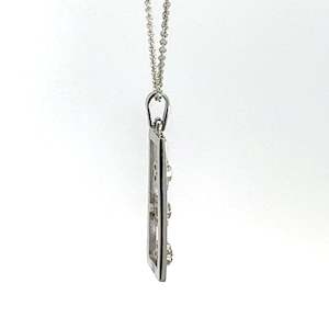 Necklace: 9ct White Gold Sapphire and Diamond Pendant and Chain