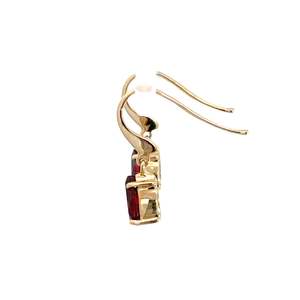 9ct Yellow Gold Garnet Drop Hook Earrings