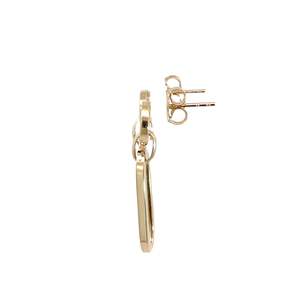 Earrings: 9ct Yellow Gold Paperclip Drop Stud Earrings